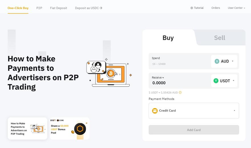 One-click buy crypto with fiat on ByBit