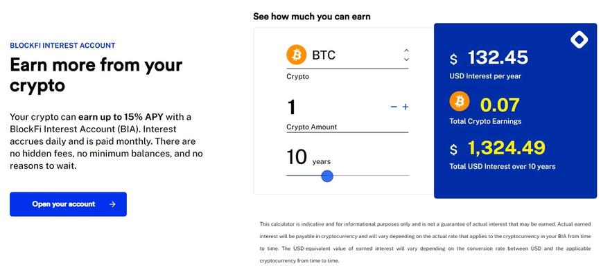 Blockfi lending calculator for Bitcoin