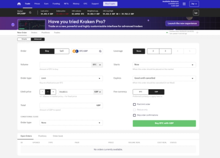 Kraken trading screenshot