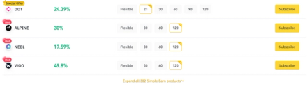 selection of coins to ea interest on Binance