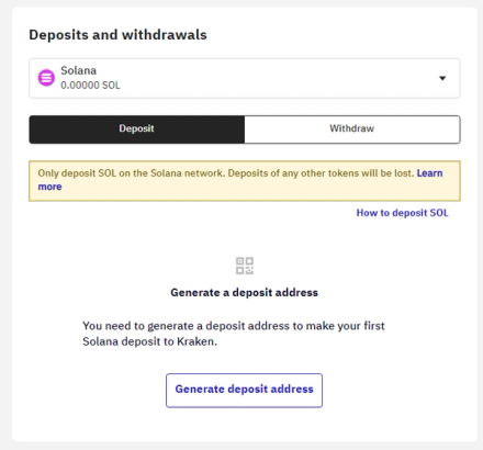 Deposit coins on Kraken to begin staking
