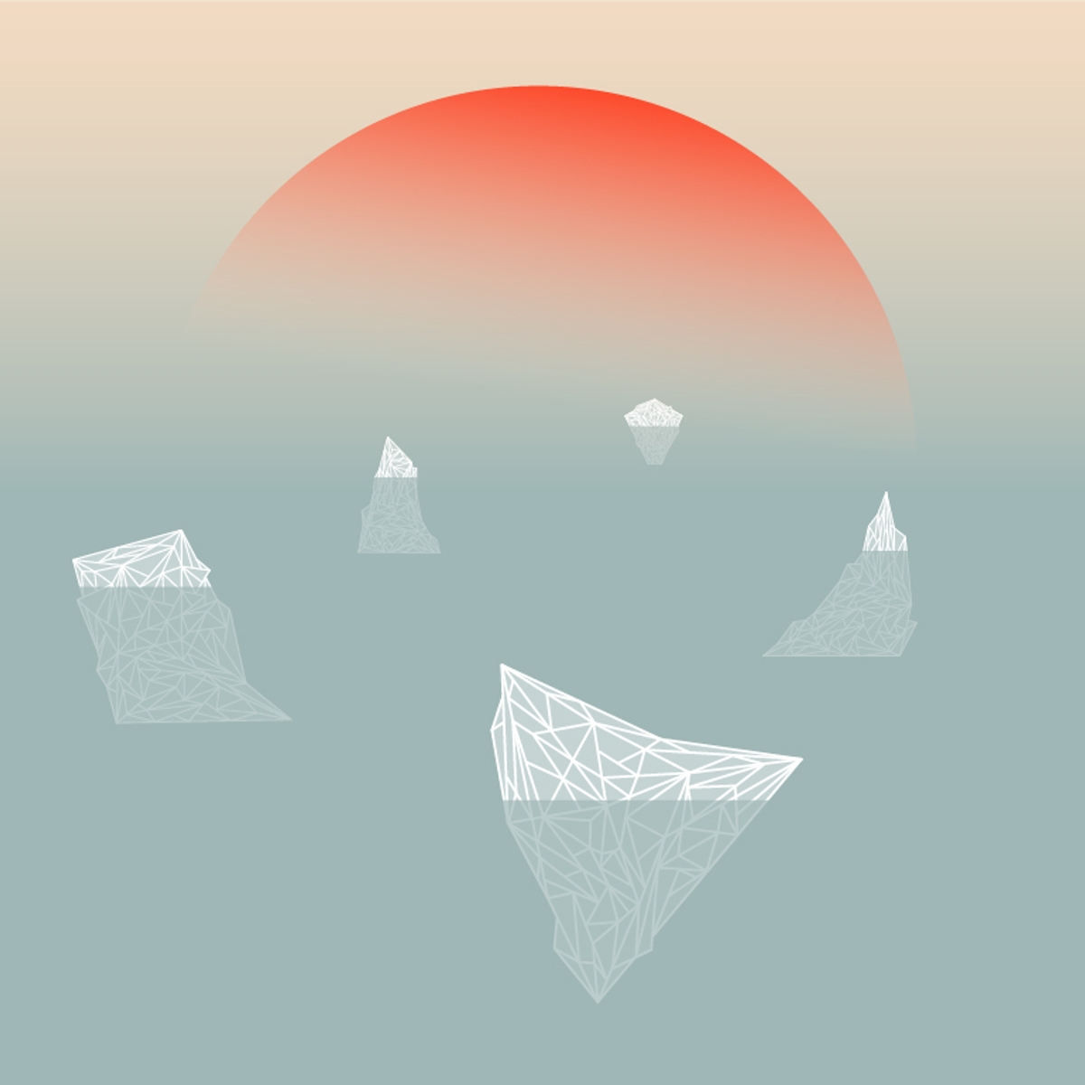 Illustration of the "Iceberg" chapters showing a grid of low poly contours of human postures.