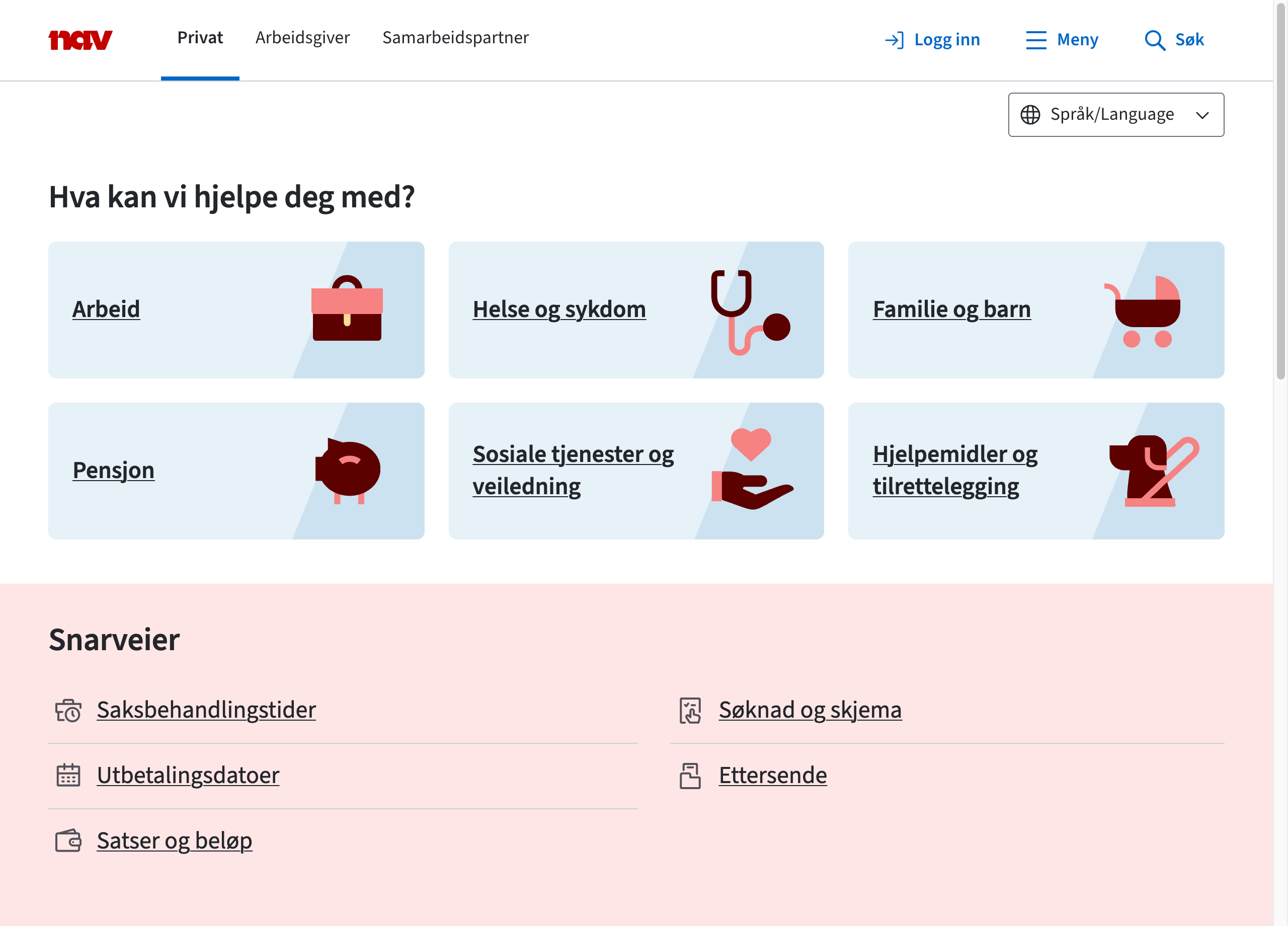 Bilde av forsiden på nav.no