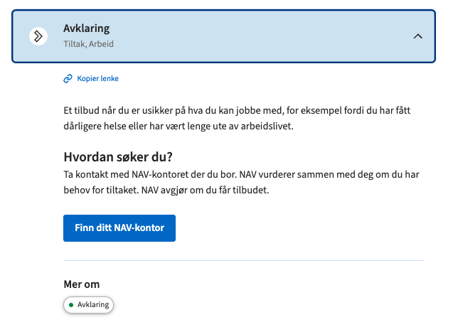 Tydelig inngang til mer informasjon om temaet avklaring