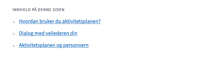 Skjermbilde av innholdsmeny