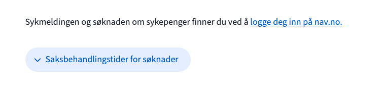 Utvidbart kort med tittelen "Saksbehandlingstider"