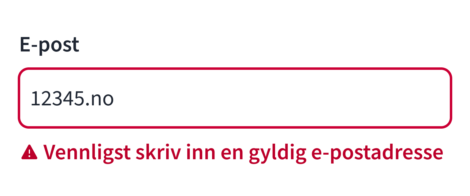 Tekstfelt med feilmelding under