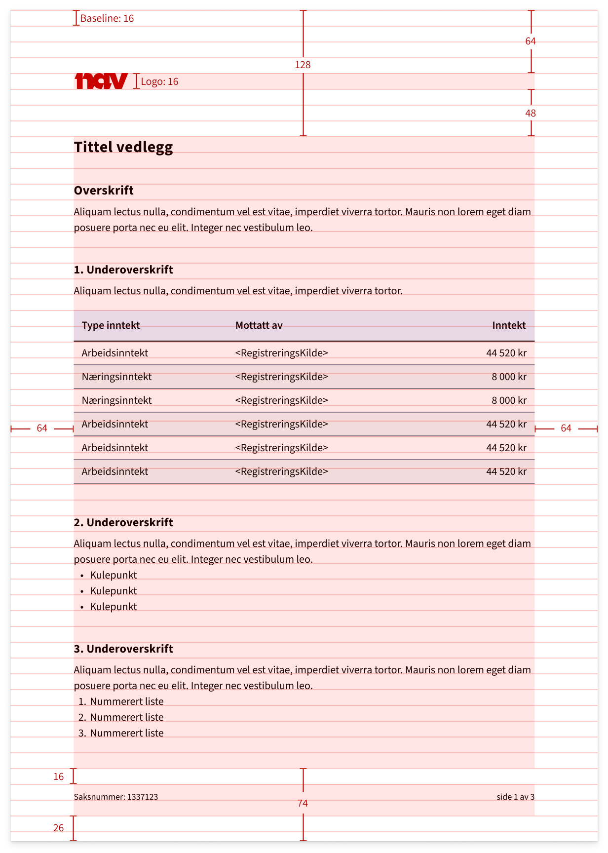 Layout for vedlegg uten personinfo