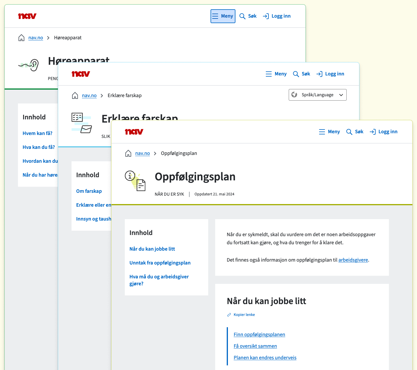 De tre artikkelmalene: produktside, slik gjør du det og temaartikkel