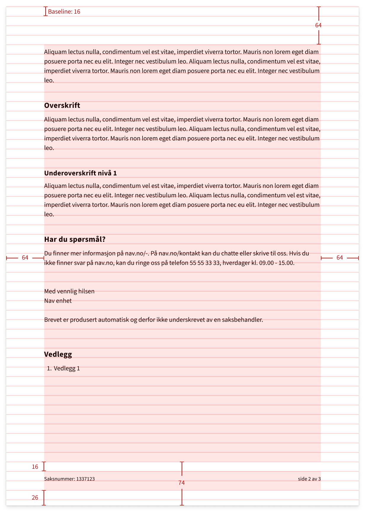 Layout for brev, tekstside