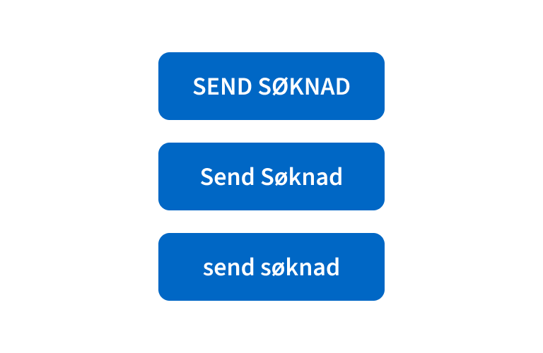 Knappetekster med blandede skrivemåter