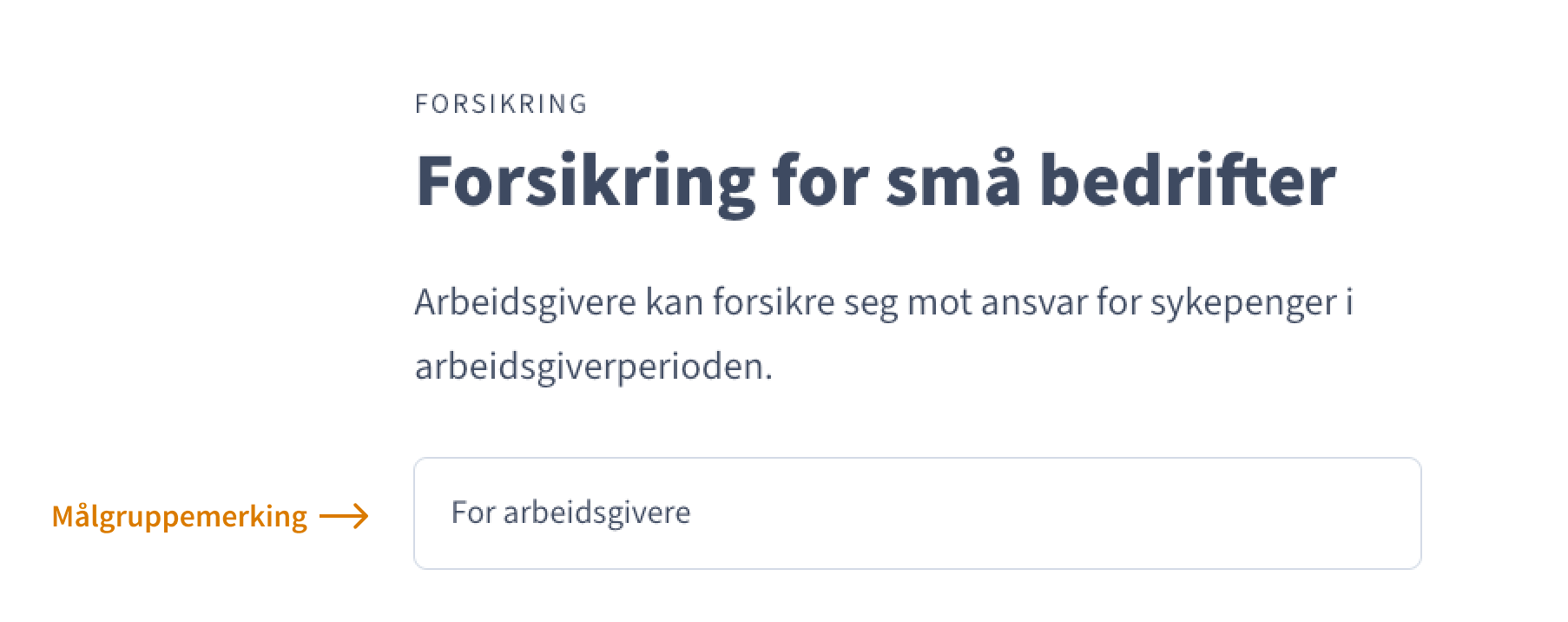 Produktinformasjon om forsikring for små bedrifter, merket med "For arbeidsgiver"