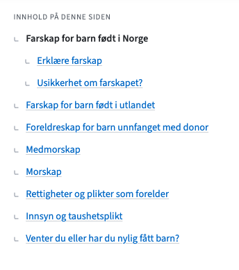 Innholdsmeny på desktop og mobil