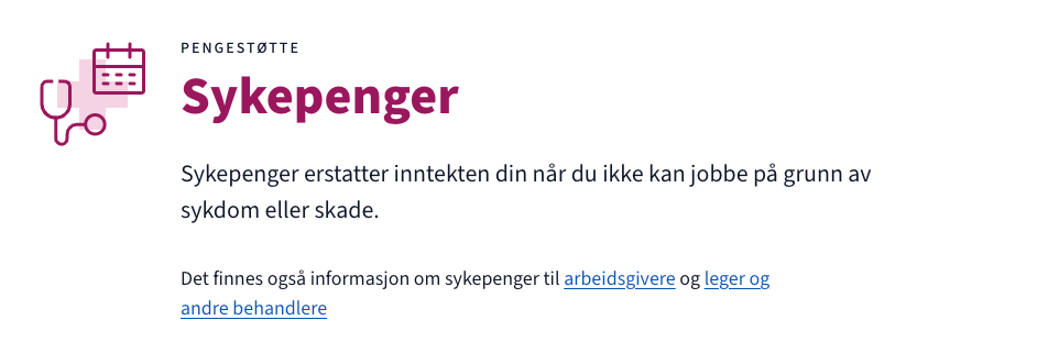 Skjembilde av produktsideheader for sykepenger