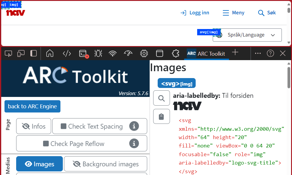 Et skjermbilde av ARC Toolkit på nav.no