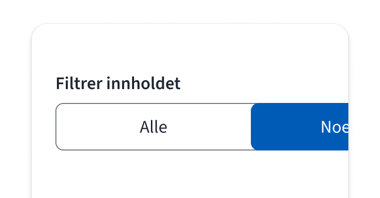 Toggle button group som strekker seg utenfor skjermen.