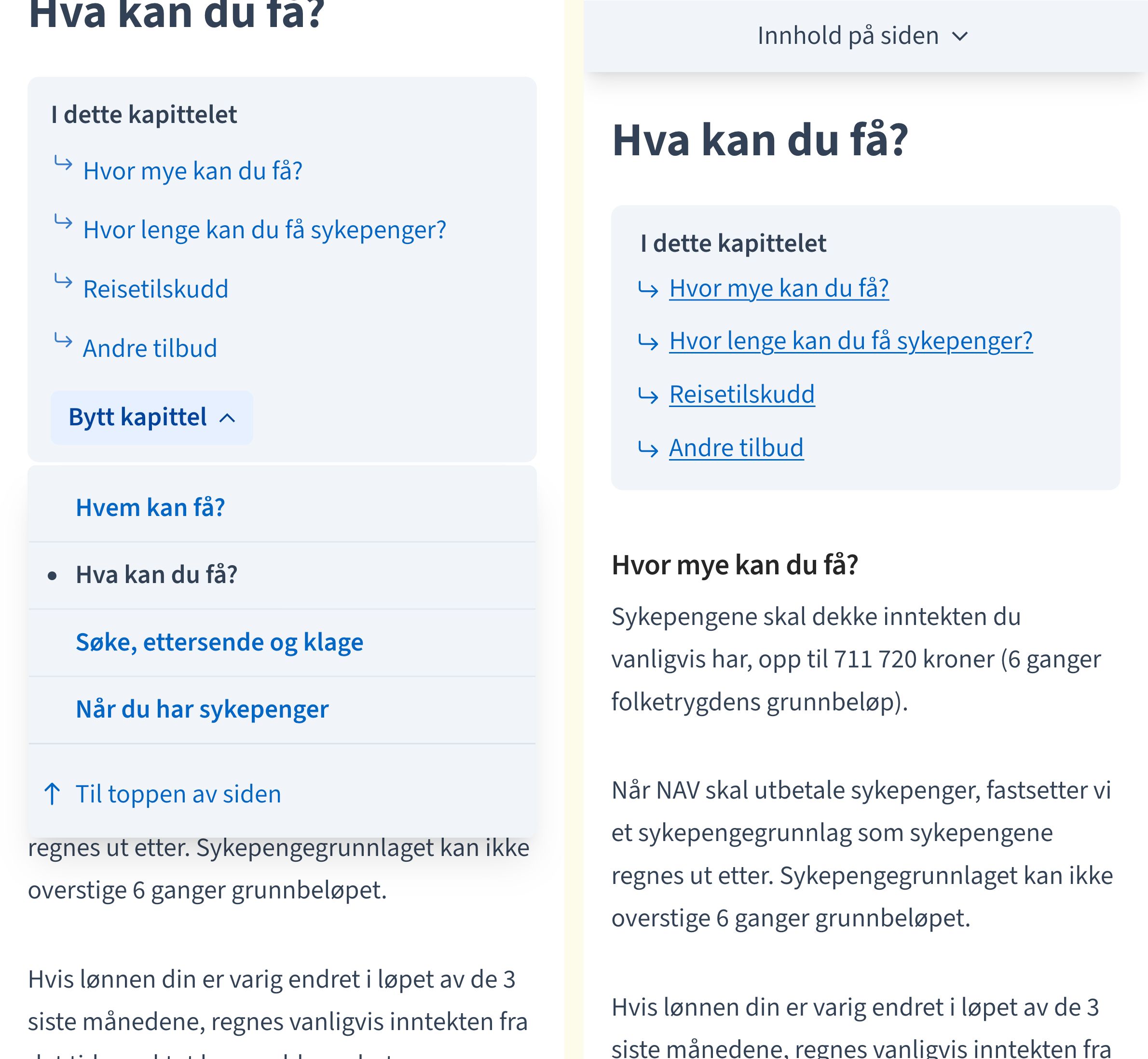 Skjerbilde av prototypen med navigasjonsvariantene som ble brukertestet