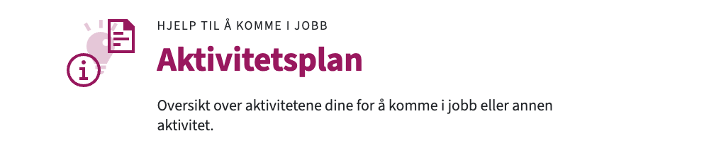 Skjermbilde av header for temaartiklen Aktivitetsplan