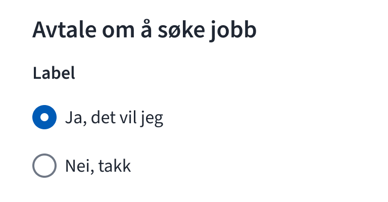 RadioGroup brukt i skjema