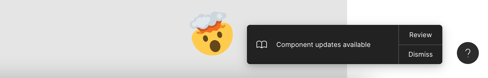 Skjermbilde av oppdateringsdialogen i Figma, med en ðŸ¤¯ emoji-reaksjon