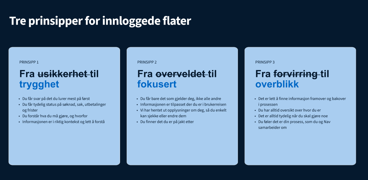 Prinsipper for innloggede flater