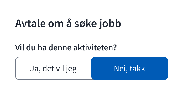 ToggleGroup brukt som skjemaelement, som er feil.