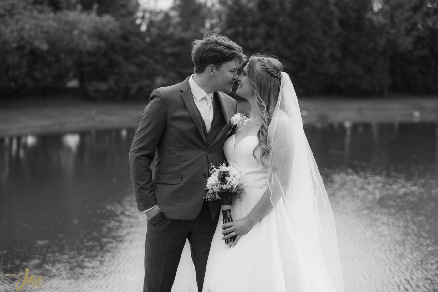 Brianna + Connor B&W Wedding Photo