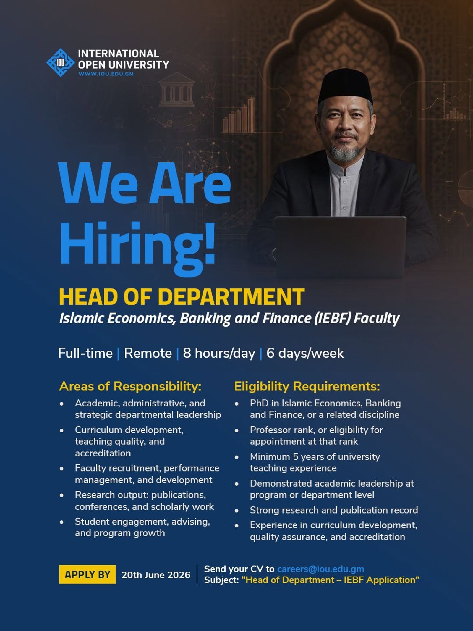 Head of Department Islamic Economics, Banking and Finance Faculty - International Open University (IOU)