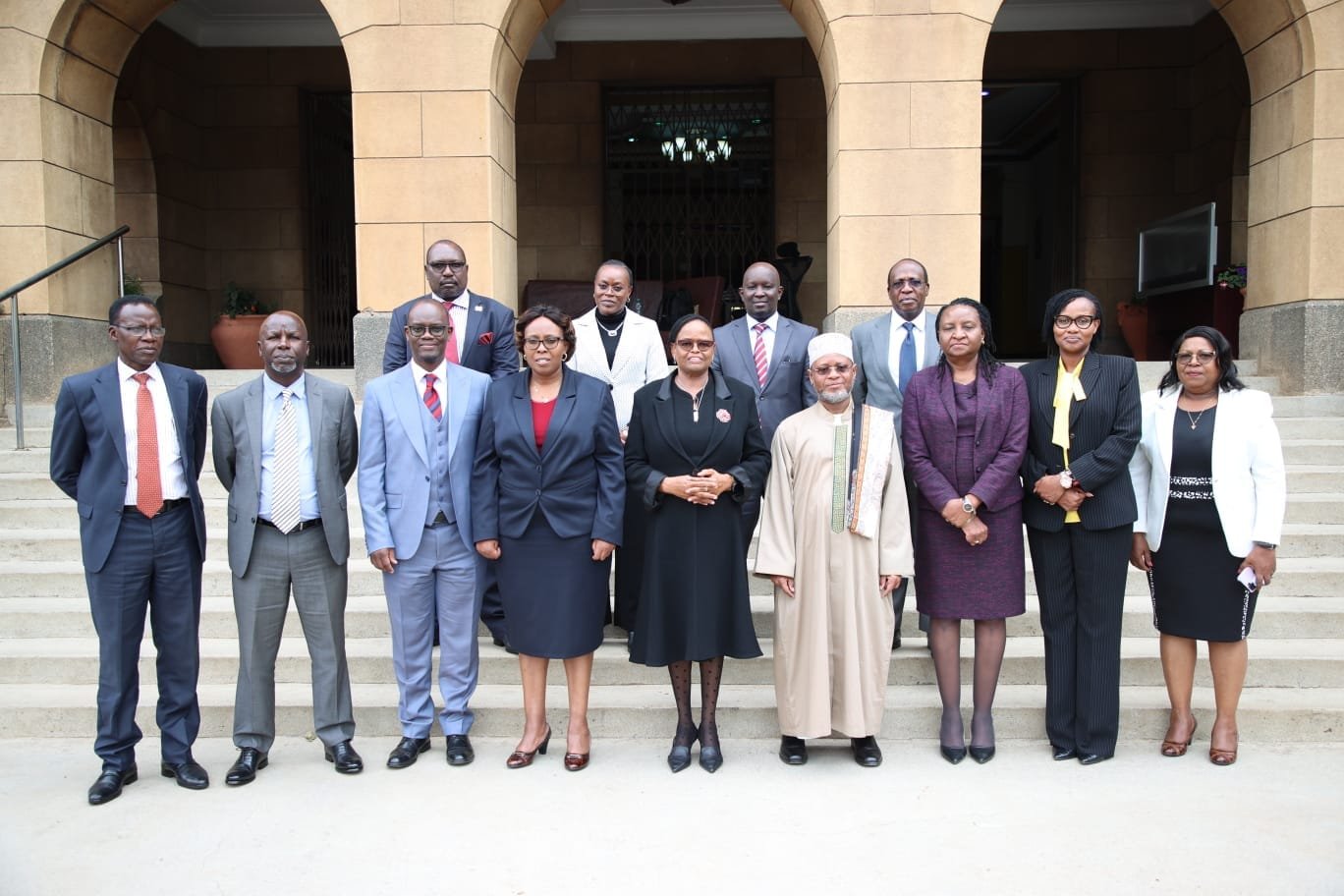  The former Chief Kadhi, the late Sheikh Abdulhalim Athman Hussein with members of the Judicial Service Commission shortly after being sworn on July 31, 2023