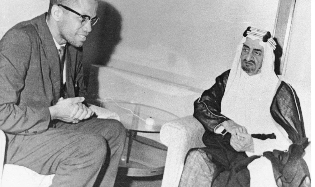 Malcolm X with Prince Faisal bin Abdullah during the Hajj