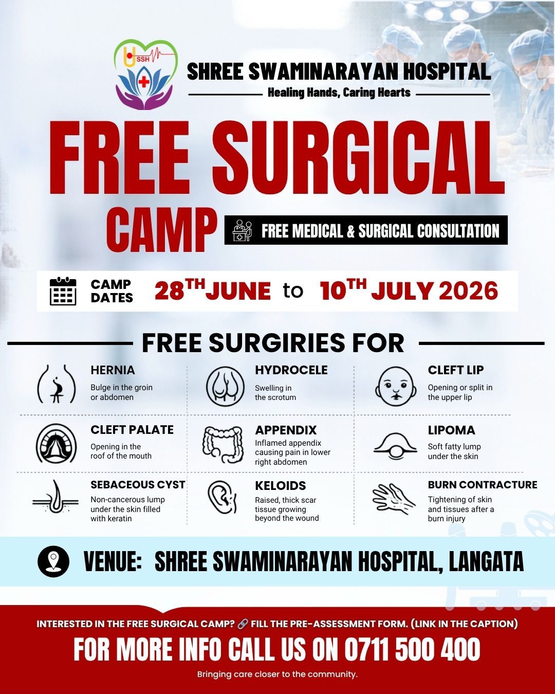 Free Surgical Camp at Shree Swaminarayan Hospital 