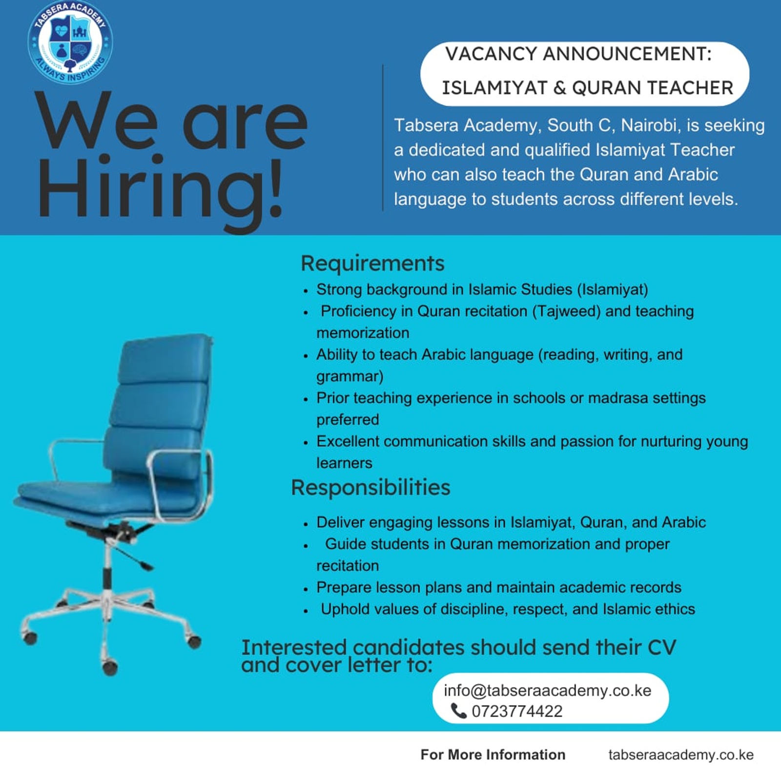 Tabsera Academy - Islamiyat & Quran Teacher Vacancy