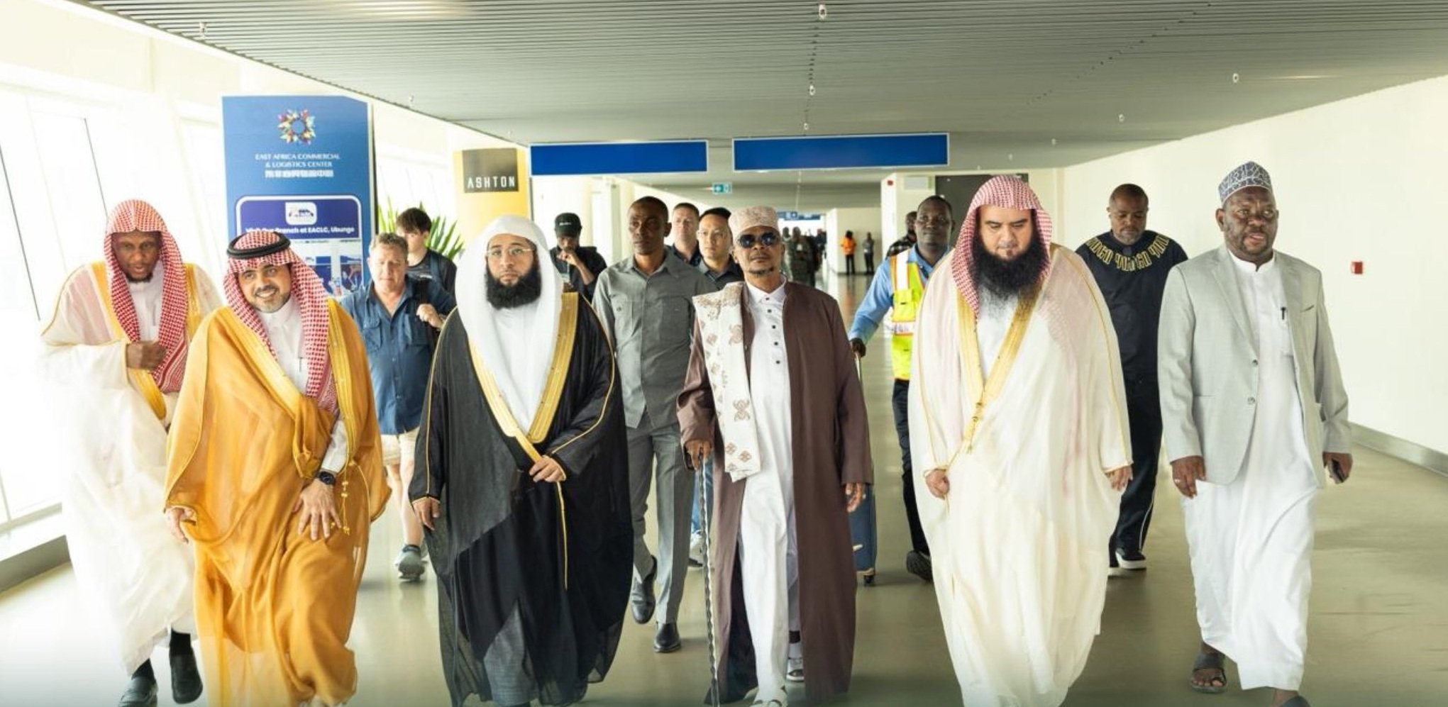 Sheikh Badr al Turki (second left) after being received by the Mufti of Tanzania Sheikh Abubakar Zubeir