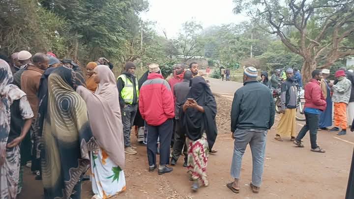 Parents during a protest against the hijab ban at St Theresa Primary School in Marsabit