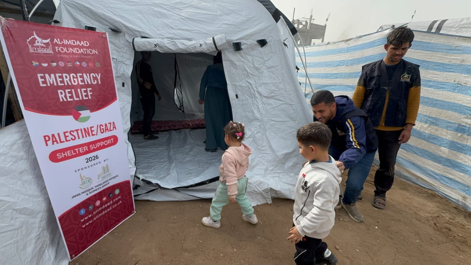 A tent erected for a displaced family in Al Zawayda neighbourhood in Gaza city