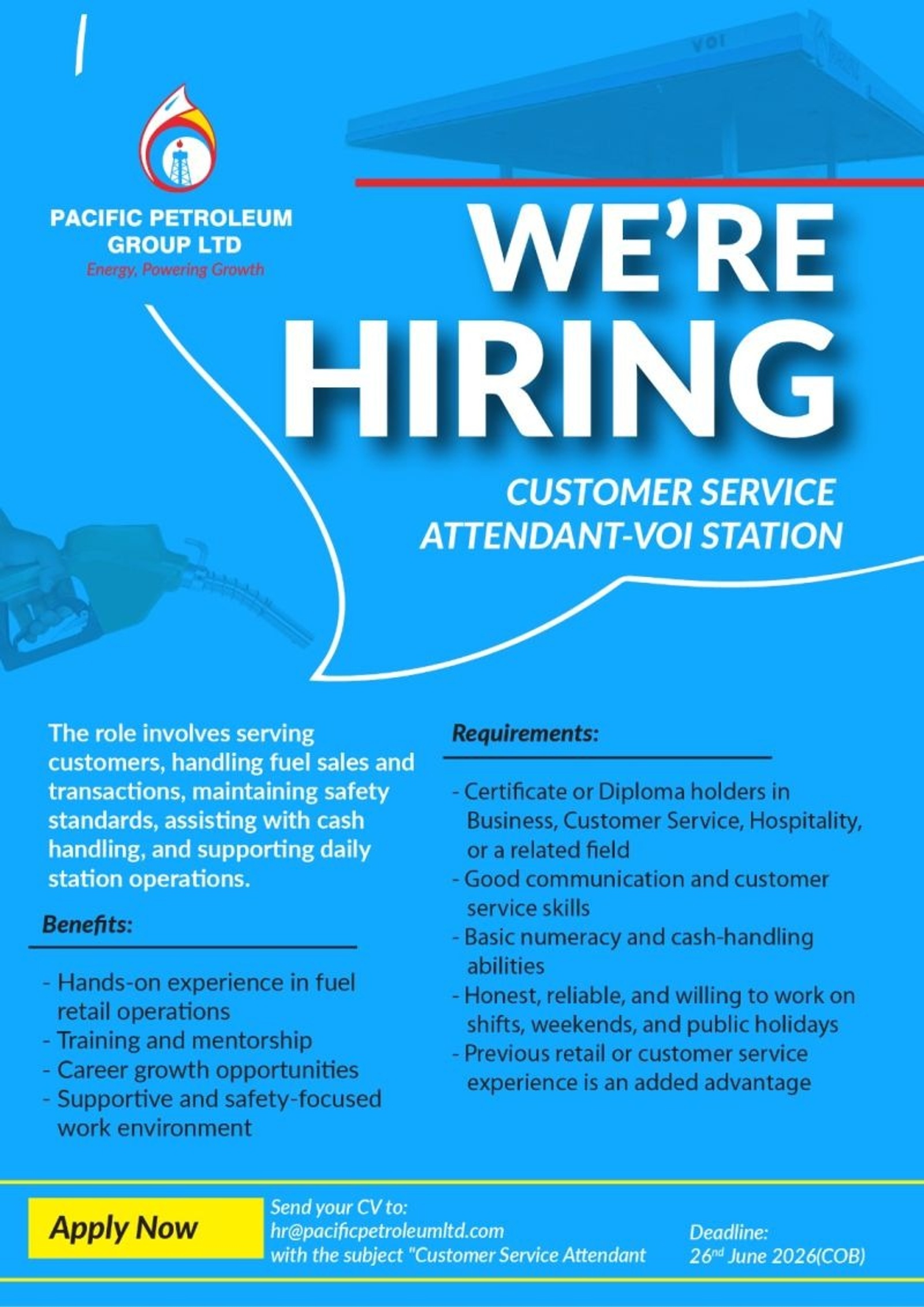 Customer Service Attendant – VOI Station
