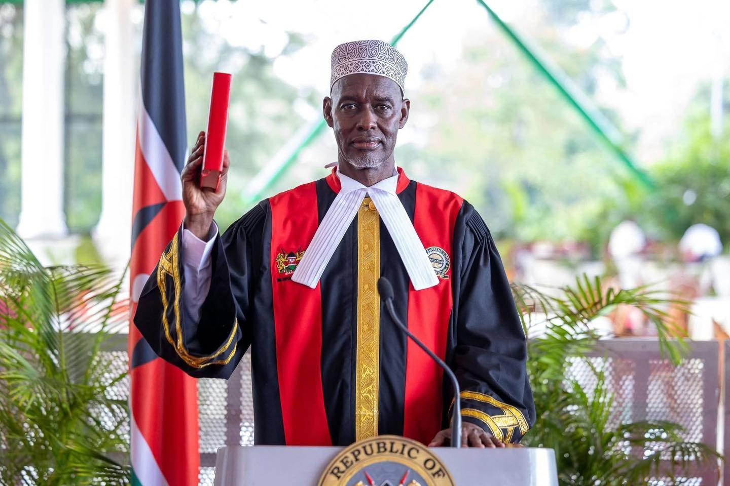 Supreme Court Judge Mohamed Abdullahi Warsame during his swearing in at State House on Thursday May 7, 2026