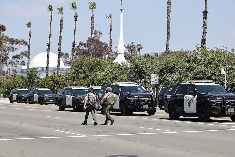 Law enforcement personnel at the Islamic Center of San Diego