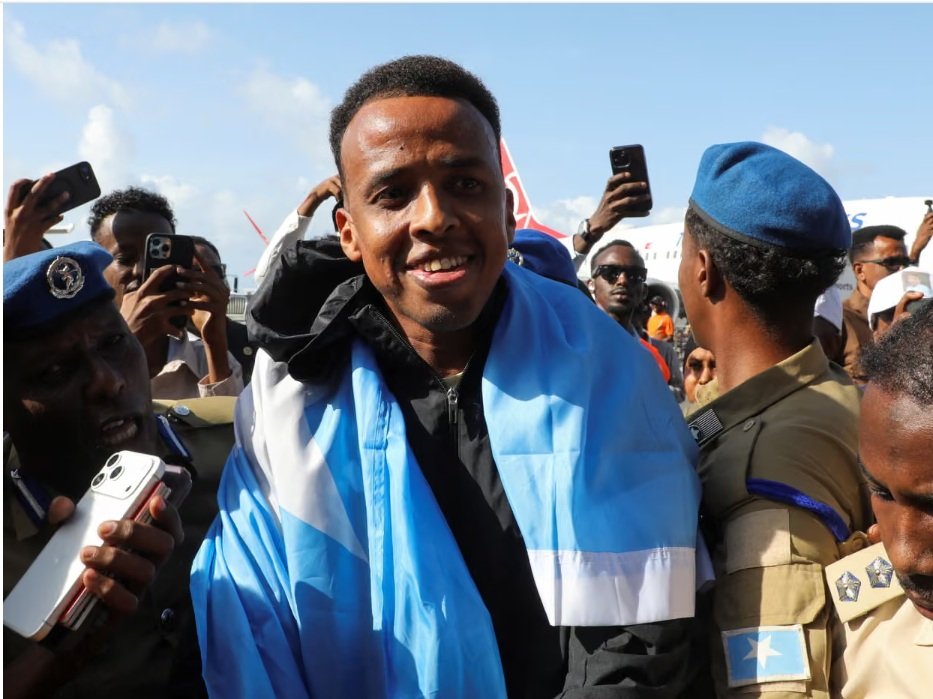 Artan Omar soon after arriving in Mogadishu