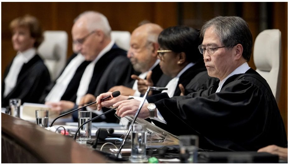 President of the International Court of Justice (ICJ) Yuji Iwasawa chairs the hearing on 22 October 2025, delivering an advisory opinion on Israel's obligations to provide humanitarian aid in the occupied Palestinian territories