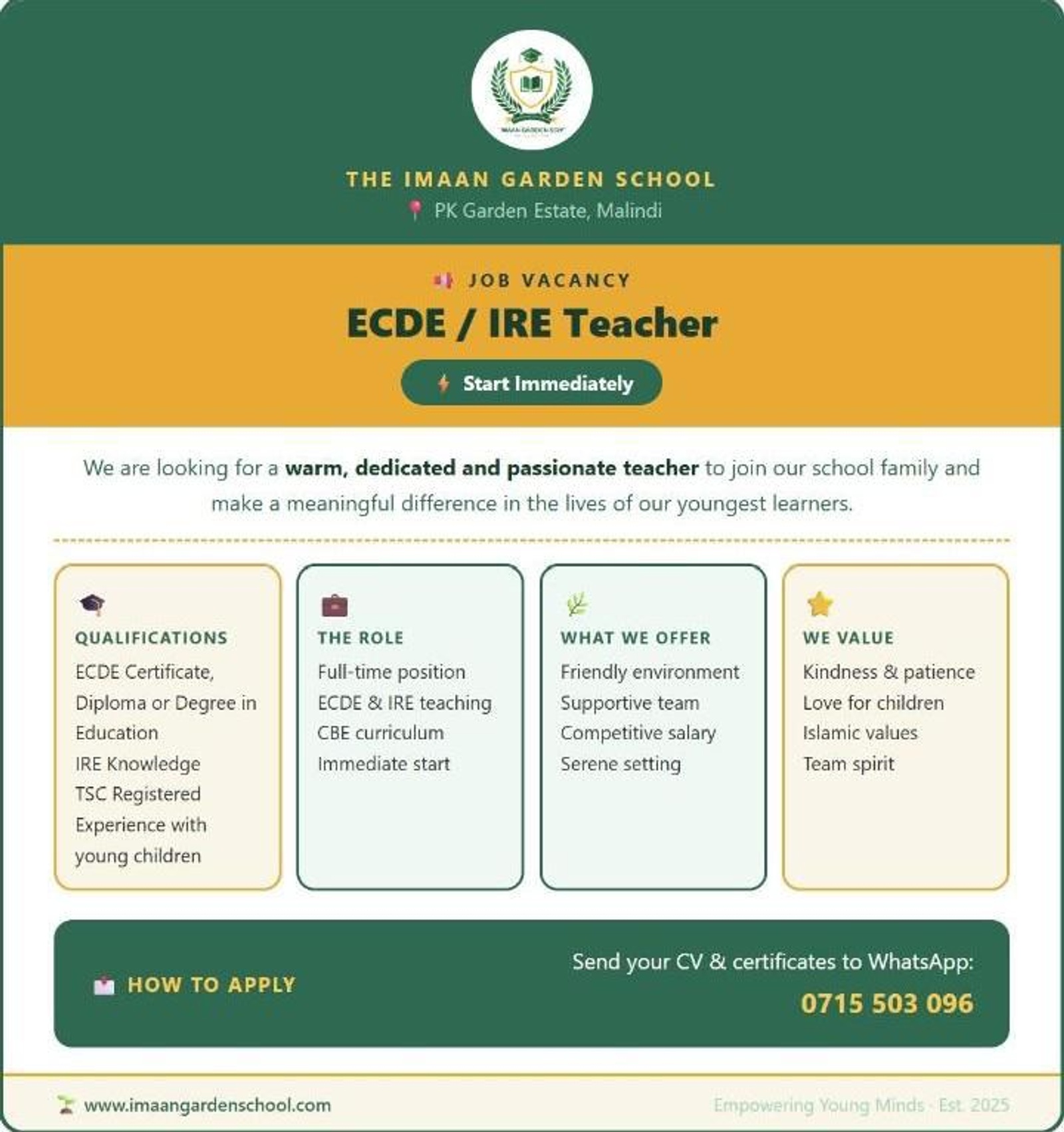 The Imaan Garden School - Malindi