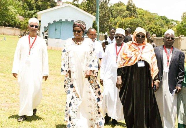 Bungoma Deputy Governor Janepher Chemtai Mbatiany (SECOND LEFT) being welcomed at the Annual Muslim Education Day by MESWEP officials led by Dr Amin Ali Sheikh director of Elgon View Premier Hospital in Bungoma, MESWEP Chair, Dr Hassan Ngeri, the Treasurer Halima Abdi and Vice-chair Athman Wangara Khamis 