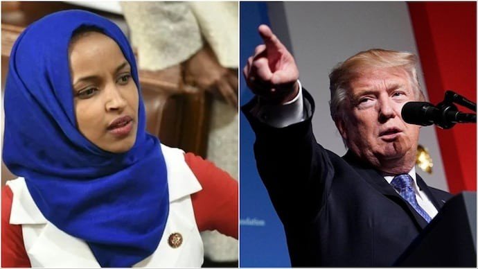 US Somali congresswoman Ilhan Omar and Donald Trump