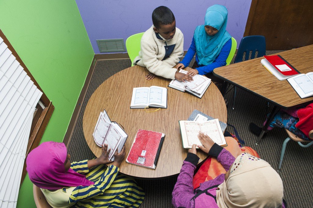 Children study the Qur'an at a Duksi in Minnesota, United States