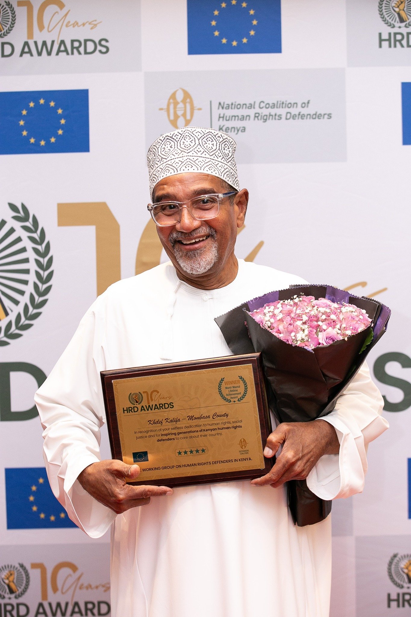 Khelef Khalifa who was recently awarded the Munir Mazrui Lifetime Achievement Award. The award by the Human Rights Defenders Coalition recognized his contributions to the protection and promotion of human rights in the country. 