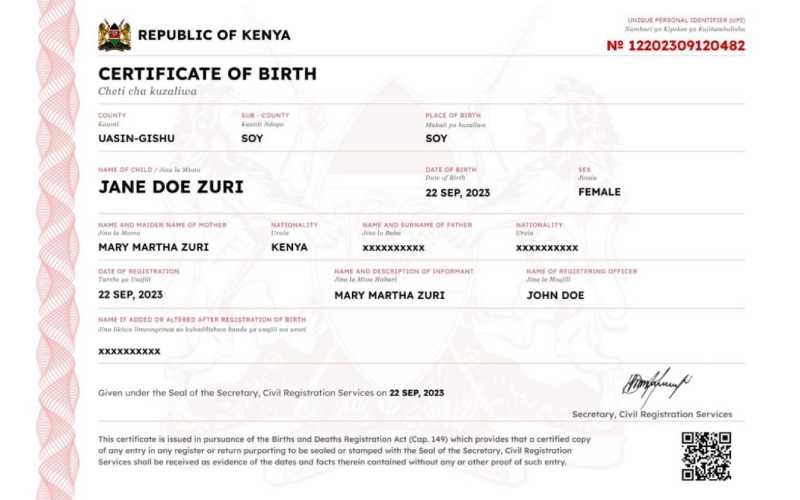 How to correct or change details on a Kenyan Birth Certificate