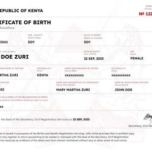 How to correct or change details on a Kenyan Birth Certificate