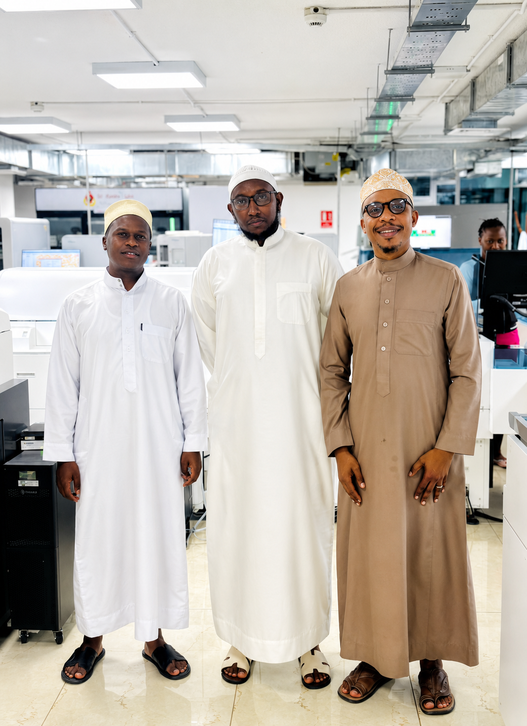 Dr Ahmed Kalebi (right) with Masjid Salaam administrator Sheikh Muhammad Sagana (centre) and DKL official Idris Yusuf