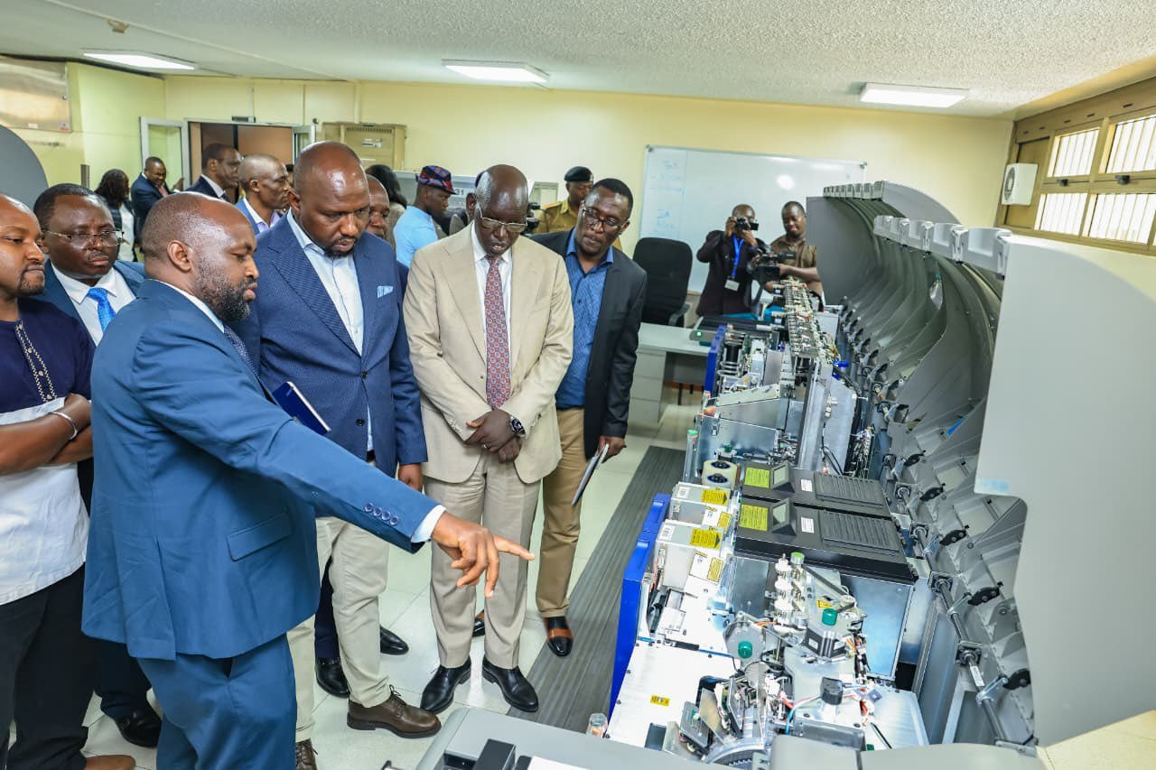 Interior CS during a tour of the ID printing facilities during the Jukwa la Usalama tour