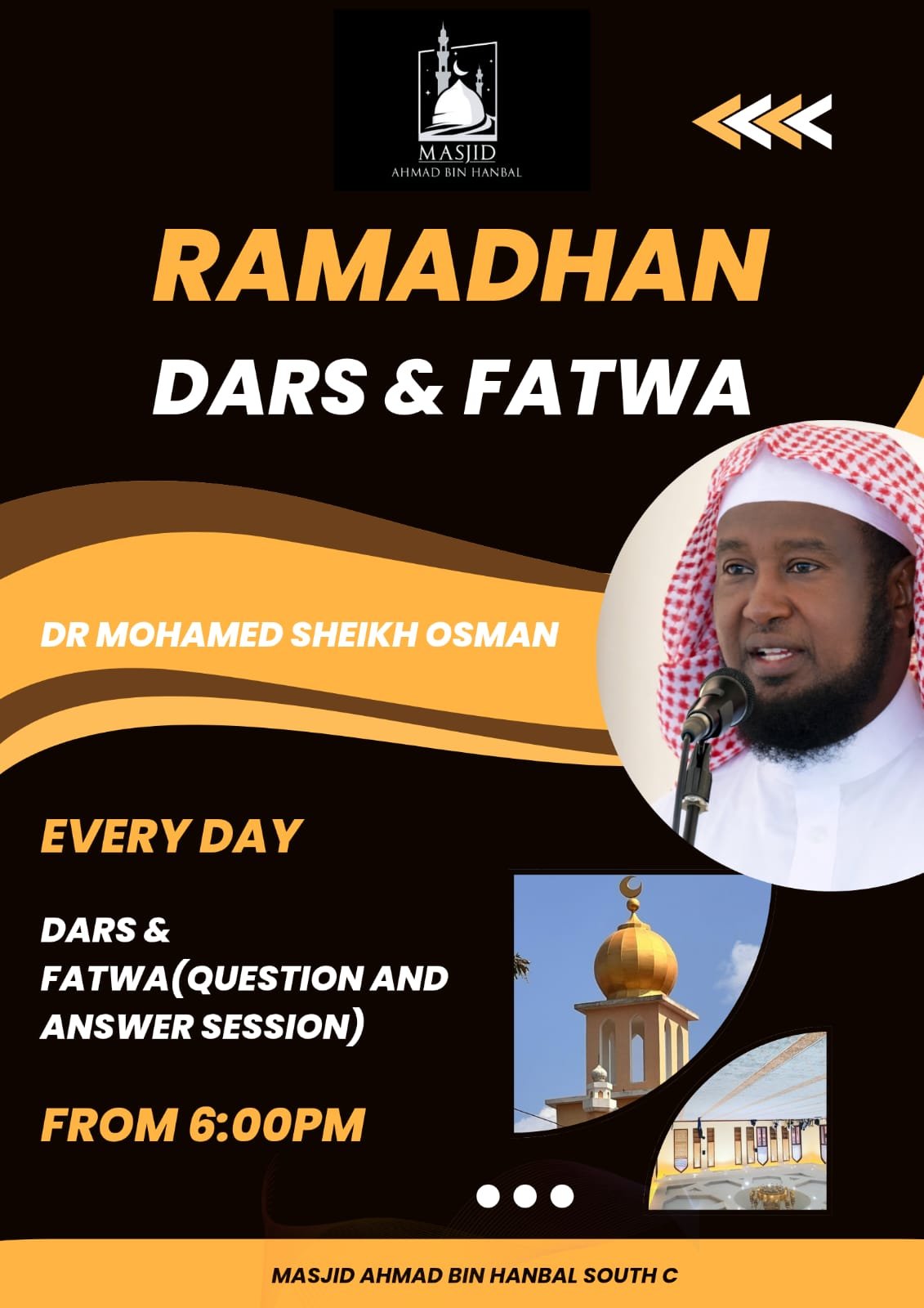 Ramadhan Dars & Fatwa at Masjid Ahmad Bin Hanbal (Daily)
